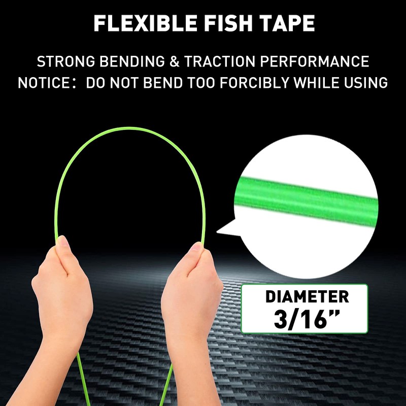 50' Fiberglass Cable Wire Running Rod Coaxial Electrical Connectable Fish
