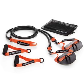 Buddyswim - Pull rope with hand paddles and handles for swimming in the dry area. The elastic bands are perfect for swimming dry training. Resistance level: medium.