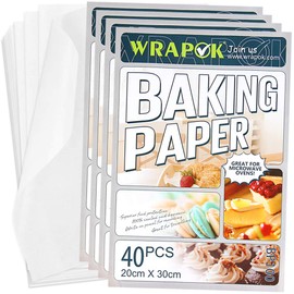 WRAPOK Baking Parchment Paper Greaseproof Cooking Sheets White Non-Stick Pre-Cut Liners for Kitchen Home, 8 x 12 Inch (160 Count)