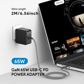 HKY 65W USB Type C Charger for Nimo N151 N151S N152 N153 N154 15.6" N171 17.3" FHD Laptop Notebook PC PD3.0 GaN 60W 65watt USB-C Power Supply Travel Charger with 6.6ft USB C Cable & Foldable Plug