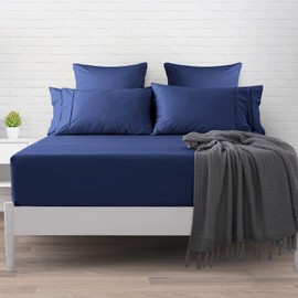 Imperial Rooms Single Fitted Sheet 40 Cm Bed Sheets - Brushed Microfiber Shrinkage and Fade Resistant Fitted Bed Sheet Extra Deep Pocket (Navy)