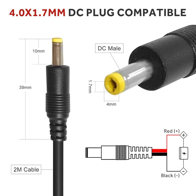 Udibas 79inch Trail Camera Power Cord: DC External Power Cable,4.0x1.7mm