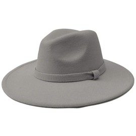 Mrlahat Women and Men Flat Wide Brim Warm Felt Fedora Hat Retro Style Panama Hat (Gray)
