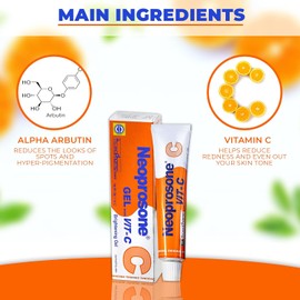 NEOPROSONE Crema de Vitamina C en Gel Tratamiento Despigmentante Aclarante Antimanchas con Vitamina C y Alfa Arbutina Cuidado de la Piel 30 ML