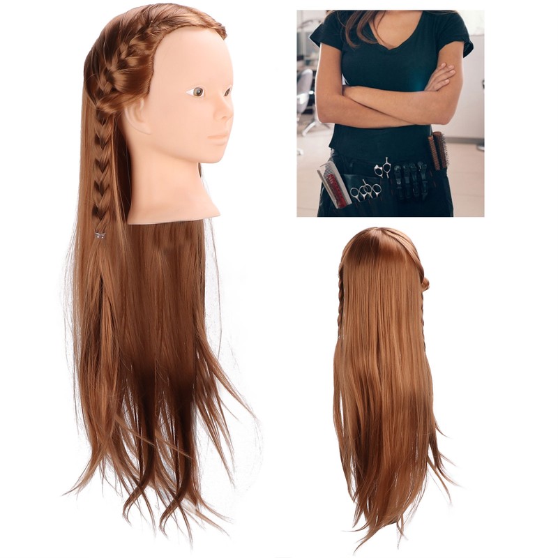 Long Hair Mannequin Head Light Brown Hairdresser Practice Training Head