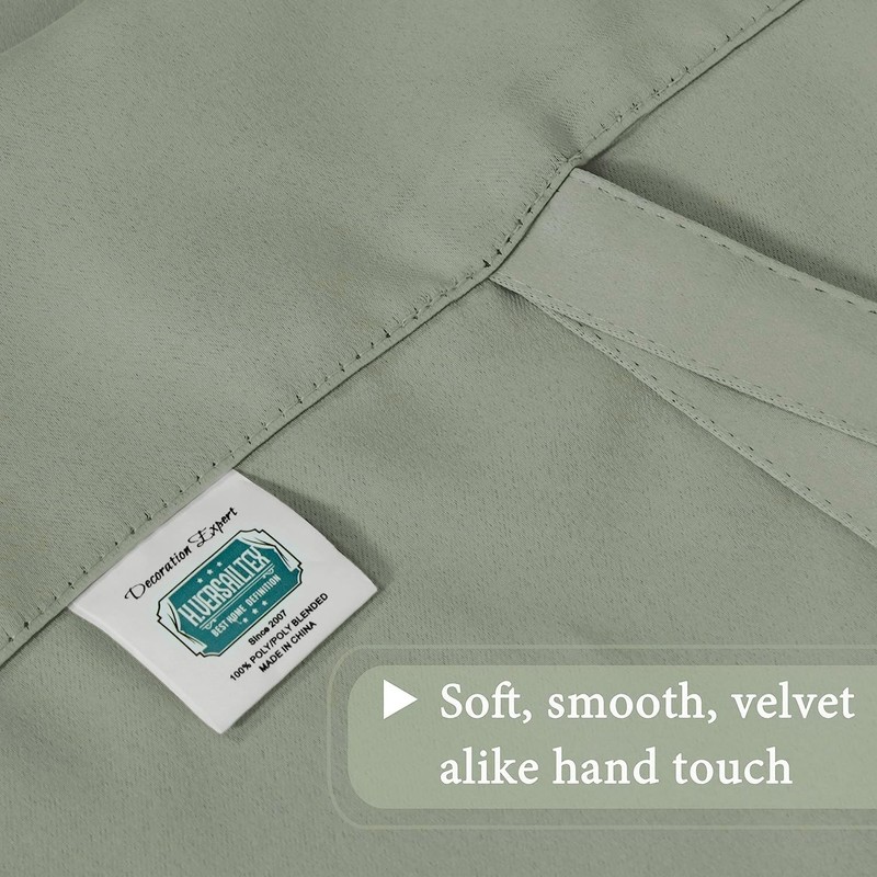 Solid Blackout Curtain Energy Efficient Tie Up Shades -Rod Pocket