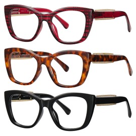 AABV Oversized Reading Glasses for Women Men,Fashion Cat Eye Readers with Blue Light Blocking,Spring Hinges Eyeglasses for Reading +1.00