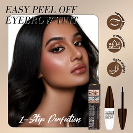 Tattoo Eyebrow Gel Easy Peel Off - Black Eye Brow Gel Eyebrow Dye Eyebrow Tattoo Peel Off, Natural Safe Brow Color for Women Sparse Brows, Easy Use Lasts 3 Days, Waterproof & Transfer-proof - 04