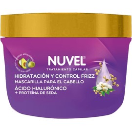 Nuvel Mascarilla Capilar Anti Frizz con Ácido Hialurónico y Proteína de Seda 200 g Hidratación Profunda Control de Encrespamiento, 4 Aceites Naturales (Coco, Aguacate, Oliva, Girasol) Cabello Suave Sedoso y Brillante