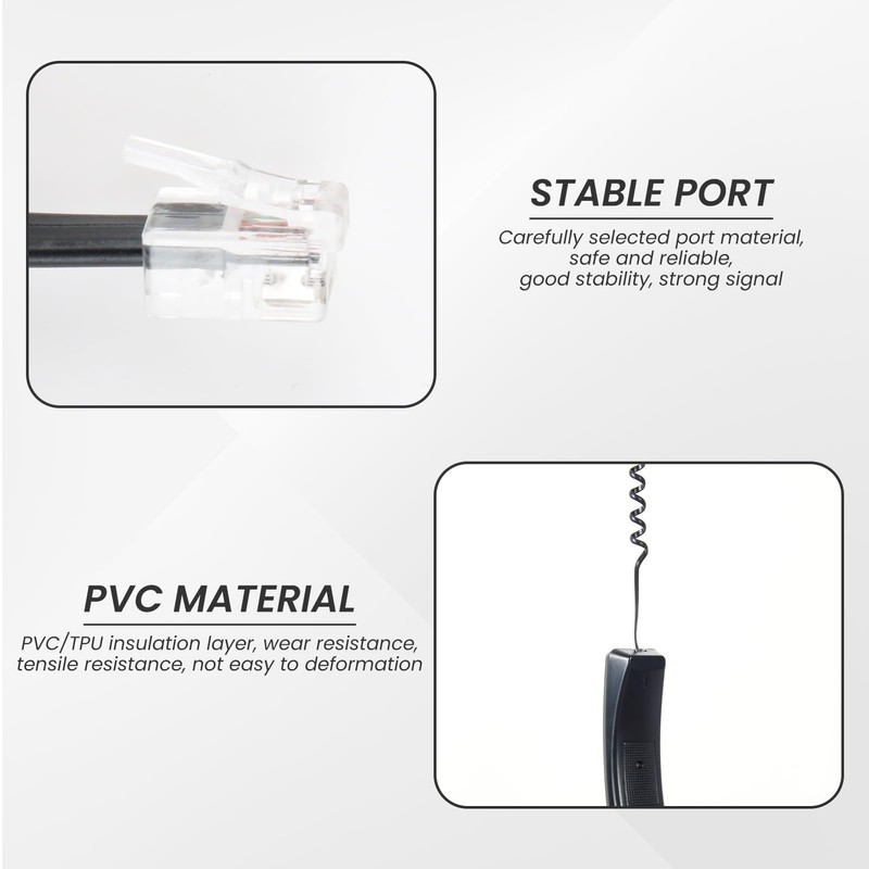 Wonvify Spiral RJ9 Telephone Cable Spiral Length Pack of 2