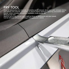 4140 Pry Tool Steel Pry Bar Tool for Car Trim Panel Removal, Metal Pry Tool with Curved and Straight Ends, Pry Tool for Automotive Trim Removal Interior Exterior