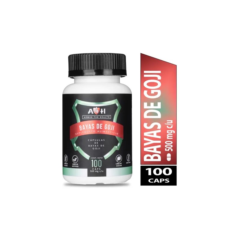 Suplemento Bayas De Goji 100 Cápsulas 500mg A4h Armor For