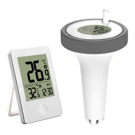 Sarini Wireless Floating Pool Thermometer Bath Thermometer Large Water Temperature Monitor With Indoor Temperature For Pools Aquariums Hot Tubs Spas