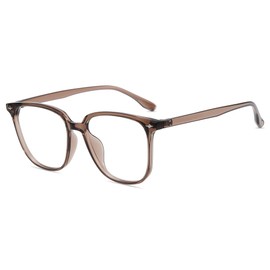 Firmoo Blue Light Blocking Glasses for Woman/Men, Lightweight TR90 Square Frame Computer Gaming & Phone Glasses Brown