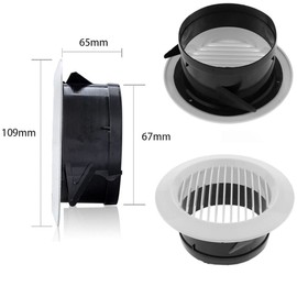 Generic LGMB Plastic Round, 4 Pieces 75 mm, Ventilation Grille, End Grille, Exhaust Air Supply Air for Ventilation of Living and Business Premises, Kitchen, Bathroom, Garages (White), Acrylic, Beige
