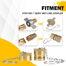 Male & Female Dust Cap and Plug Set with Steel Chain Fit for 1” Body Size Wet Line Wing Style Couplers