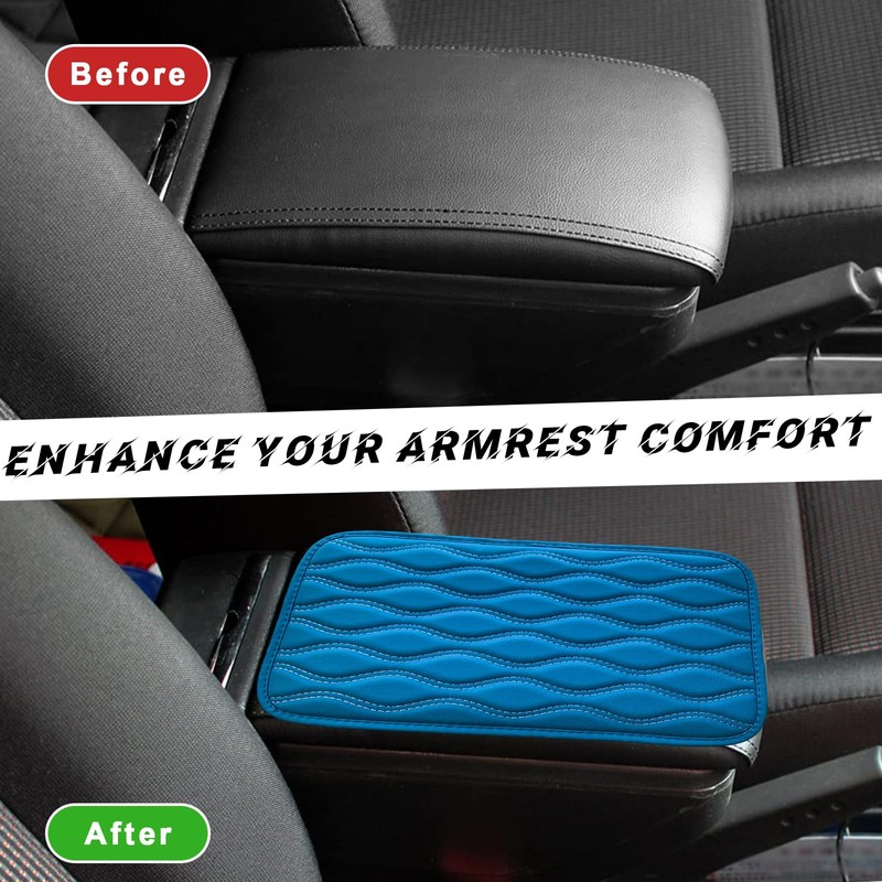 Ohleats Car Center Console Pad, Waterproof PU Leather Auto Armrest