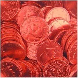 Fort Knox Metallic Foiled Milk Chocolate Red Cherry Large Coins in 1 Lb. Mesh Bag