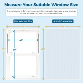 Augblinds Window Insulation for Winter, Curtain Size 46 Inch x 62 Inch, Thermal Insulated Plastic Bubble for Winterizing, Fits to 44" x 60" Window to Keep Warm