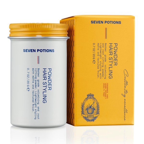 Seven Potions Hair Styling Powder For Men 20g: Root Lifting Dust, Volume & Texture – Flexible Hold, Natural Look for All Hair Types – Vegan, Cruelty Free…