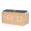 Electime Alarm Clock, Table Clock, Smartphone Charging, Digital, Multi-functional, Woodgrain,