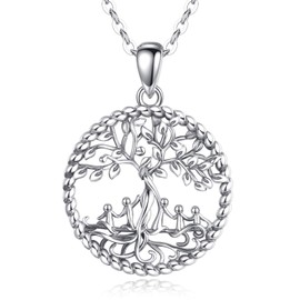 AEONSLOVE Tree of Life Necklace 925 Silver for Women Tree of Life Necklace for Mother Mum Daughter Jewellery Birthday Gift for Mum Grandma, Sterling Silver