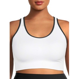 Under Control Plus Size Sports Bras for Women High Support Seamless Racerback Padded White/Black Sports Bra Yoga Workout Bras (as1, Cup_Band, 2X, 44, White)
