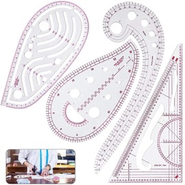 4-Piece Sewing Ruler Set - French Curve & Pattern Drafting Rulers, Multifunctional Tailor Rulers for Dressmaking, Quilting, Crafting, and Designing - Durable Sewing Accessories for Precision Cutting