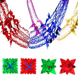 Christmas Ceiling Decorations, 4PCS Christmas Foil Garland Festive Ceiling Hanging Decorations Swirl Hanging Ceiling Garlands Xmas Foil Decorations for Xmas New Year Holiday Party Supplies