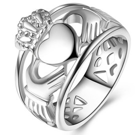 Jude Jewelers Stainless Steel Heat Shaped Claddagh Ring Statement Promise Anniversary (Silver, 10)