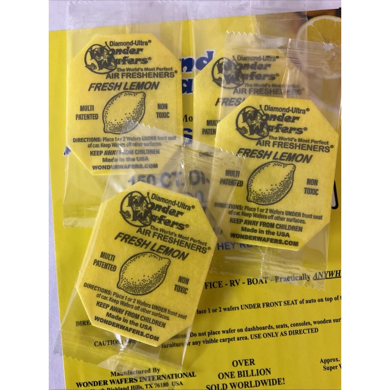 Wonder Wafers "Fresh Lemon " INDIVIDUALLY WRAPPED Air Freshener 15