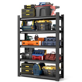 Sturdy Garage Shelving, Multifunctional Thickened Garage Storage Shelves, Heavy Duty Shelving Units, Adjustable 5-Tier Metal Durable Shelving, Large Capacity Storage Rack, 47.2"W*23.6"D*72"H, Black
