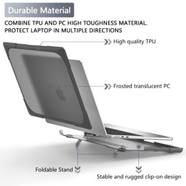 Batianda for New MacBook Air 13.6 inch Case 2022 2023 2024 Release Model A2681(M2) A3113(M3), Heavy Duty Shockproof Protective Hard Shell with Fold Kickstand & Keyboard Cover Screen Protector, Gray