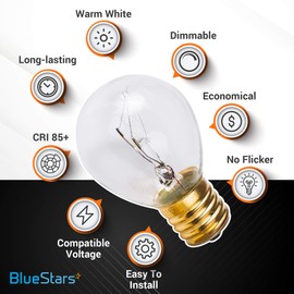 BlueStars 6-Pack Lava Lamp Bulbs 25 Watt E17 Base S11 Bulb The Lava Lamp Original Replacement Bulbs for 14.5-Inch/20-Ounce Lava Lamp, Glitter Lamps Dimmable - Warm White - Long Life