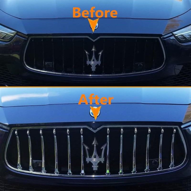 Front Grill Chrome Trim Compatible with Maserati Ghibli 2013 2014