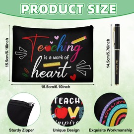 Haiabei 24 Pcs Teacher Appreciation Gift Bulk Makeup Bags Canvas Cosmetic Pouch for Women Friend Employee Teacher's Day Keychain Bookmarks Thank You Teachers Gift Graduation Gifts-s for Teacher