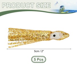 YELARXI Fishing Squid Skirts Soft Plastic Trolling Lures, 5cm/2 Inch Fit for Bass Trout Salmon Saltwater Fishing Bait (5Pcs, Gold)