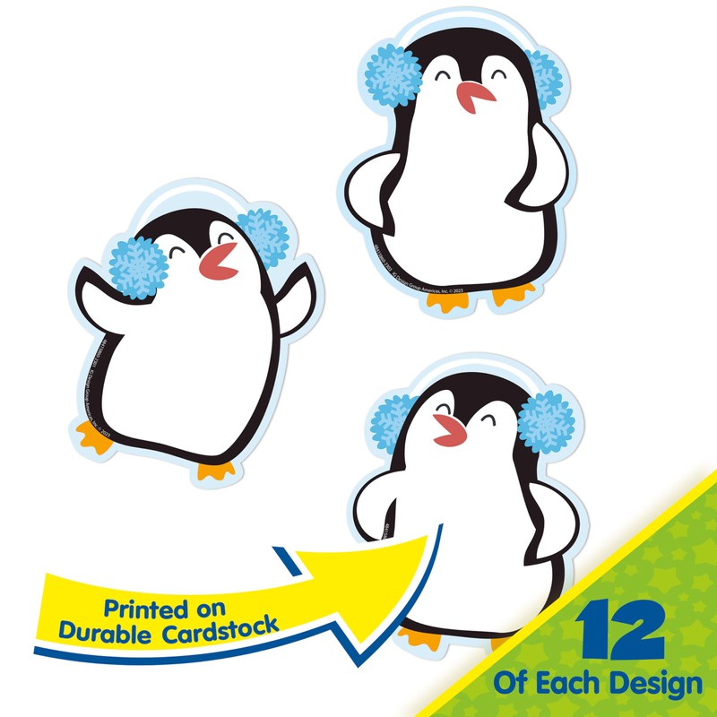 Eureka Penguins Paper Cut-Out Classroom Decorations for Teachers, 36 Pieces