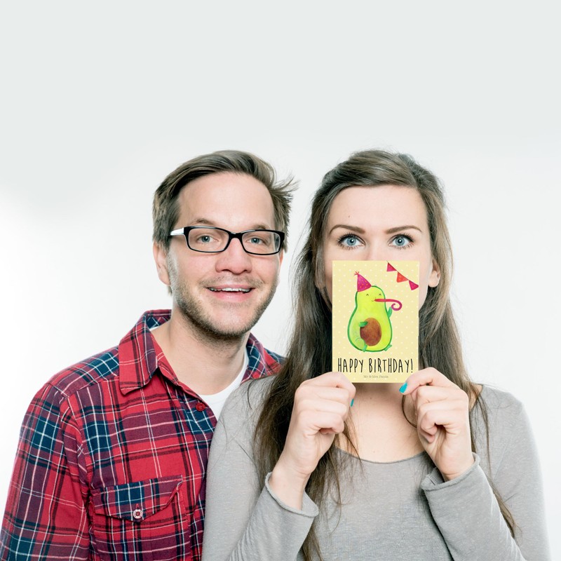 Mr. & Mrs. Panda Postkarte Avocado Geburtstag - Geschenk, Party,