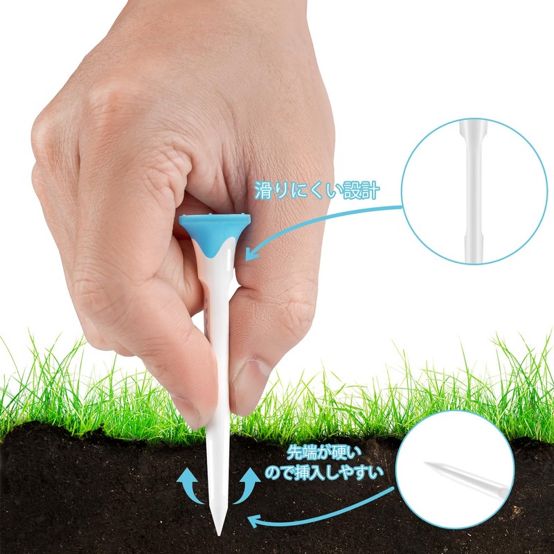 MAZEL Plastic Golf Tee, Increased Distance, Durable, Break-Resistant, Long Tee/Short