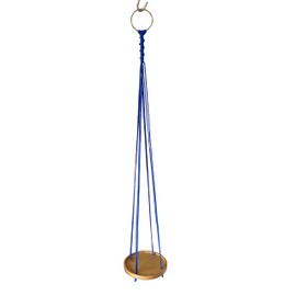 ATLanyards Dark Blue Hanging Plant Shelf | Cobalt Blue Plant Hanger | Blue Floating Plant Shelf | Macrame Plant Holder | 351 (24" Long with Metal Ring)