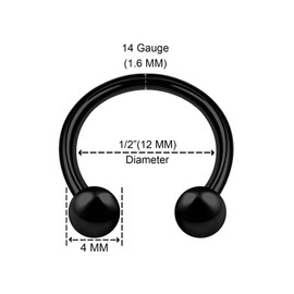 KJM Fashion Pack of 2 Anodised Circular Barbell 1.6 mm 14 Gauge Lip Earrings