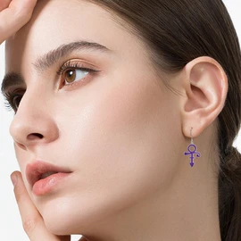 Prince Symbol Earrings Sterling Silver Purple Prince Dangle Earring Punk Prince Symbol Jewelry for Prince Lover