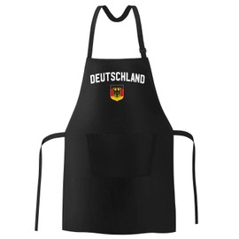 MoonWorks BBQ Apron for Men World Cup Germany Flag Eagle Cotton Apron Kitchen Apron Black One Size