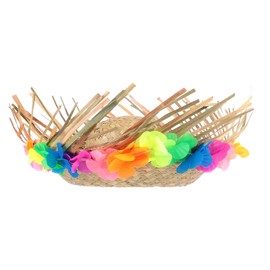 NUOBESTY Beachcomber Straw Hat Floral Trim Party Straw Hat Hawaiian Fancy Hat Fiesta Party Costume Props for Summer Beach