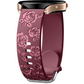 Vcegari Correas con grabado floral brillante que son compatibles con Galaxy Watch 7 6 5 4 40mm 44mm/5 Pro/6 Classic 47mm/ Watch 4 Classic/Active 2. Correa de silicona de 20mm para mujeres y hombres