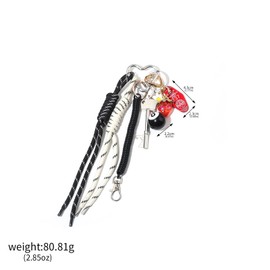 SORGERLY 8 Ball Strawberry Charm Keychain -Tote Bag Purse Charms for Handbags, Y2K Rope Key Chain Accessories - Designer Jewelry Gift for Women (silver)