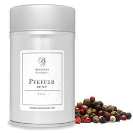 Boomers Gourmet - Colourful Pepper Whole - Pepper Mix of Black, White, Green and Pink Peppercorns - Aromatic & High Quality for Mill and Mortar - Spice Jar 11.5 cm - 100 g
