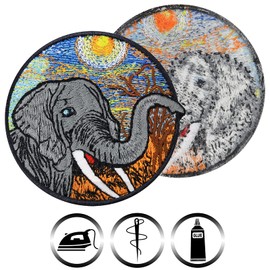 Save The Earth Elephant Wildlife Iron-On Patch Embroidered Artwork Preserve & Protect Species Protection Environmental Protection Nature Friends Sticker Iron-On Patch Embroidery Applique Badge 80 x 80