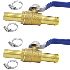 YOUHO 5/8 Hose Barb Straight Through Forged Brass Micro-Cut Ball Valve, heater hose shut off valve 5/8" x 5/8" Hose Barb, 180 Degree Operating Handle, Water, Oil, Gas, Fuel line Fittings 2PCS